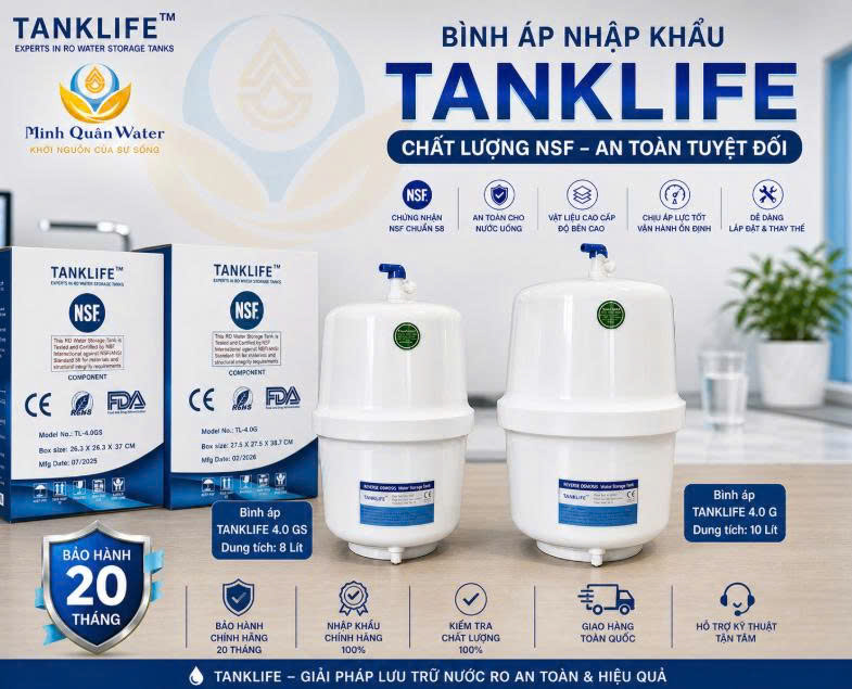 Bình áp nhựa tanklife nhập khẩu chính hãng loại 10 lít
